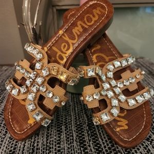 Sam Edelman bejeweled leather slides size 7.5